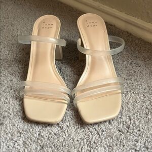 A New Day Women's Tan Strappy Heels